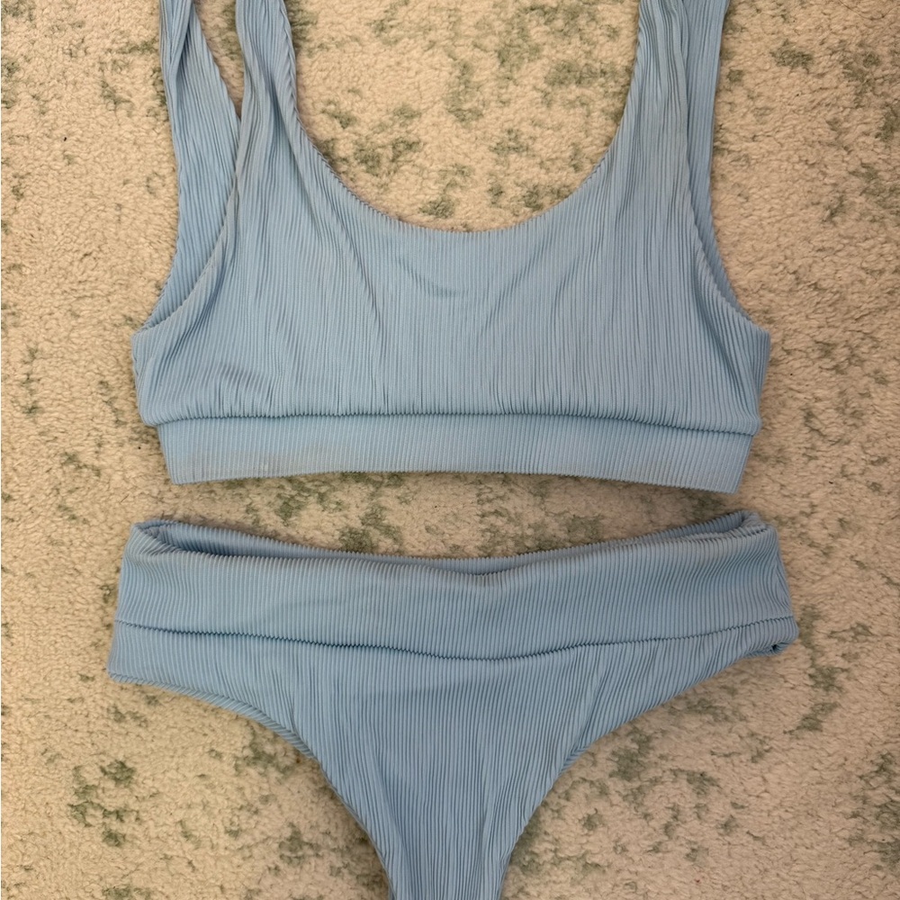 Light Blue Ribbed Bikini Set